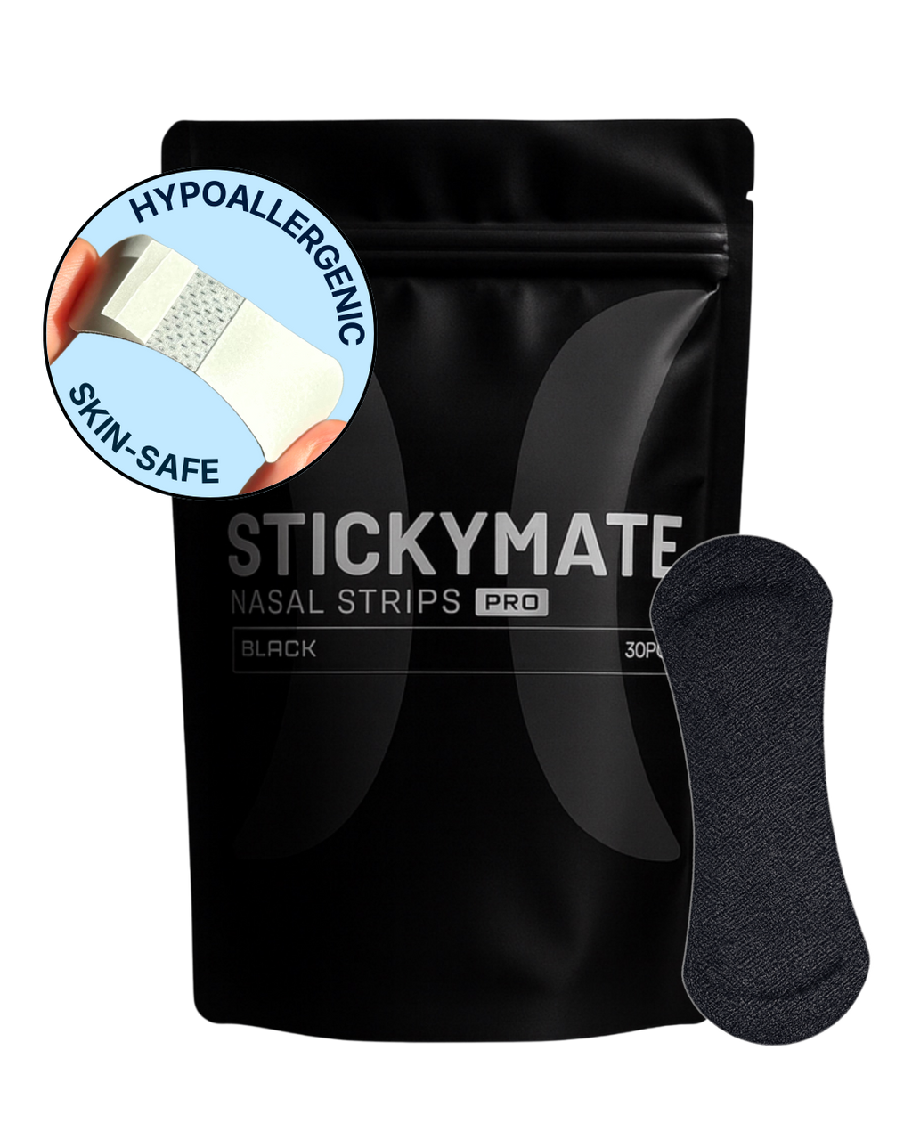 The Sticky Mate® Nasal Strips - Black - 30 Pieces