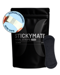 The Sticky Mate black nasal strips 30-pack with hypoallergenic adhesive and skin-safe matte material for 12-hour hold.