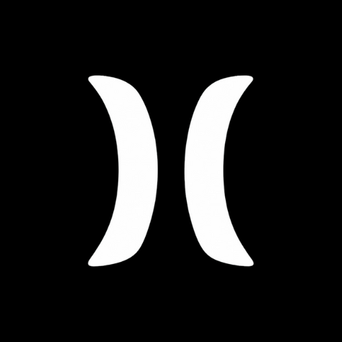 The Sticky Mate logo, a minimalist design of two white, mirrored, crescent-shaped nasal strips on a black background, visually symbolizing open nasal passages and efficient airflow.
